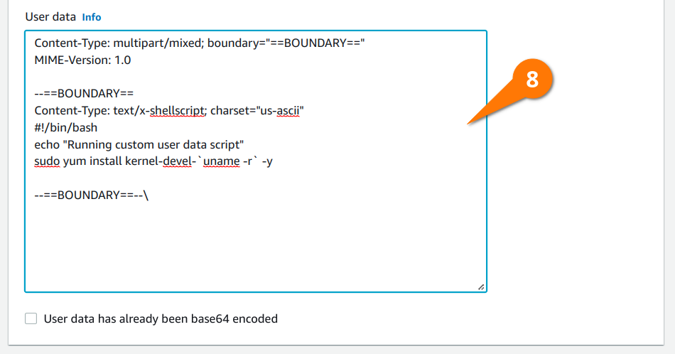 Adding a user data script