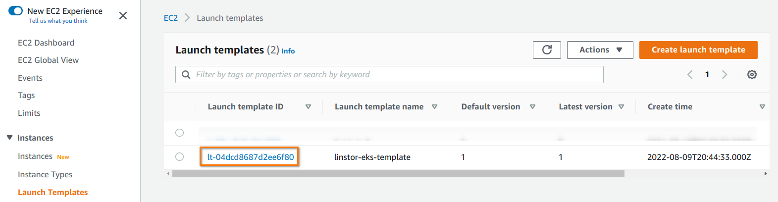 Getting the launch template ID
